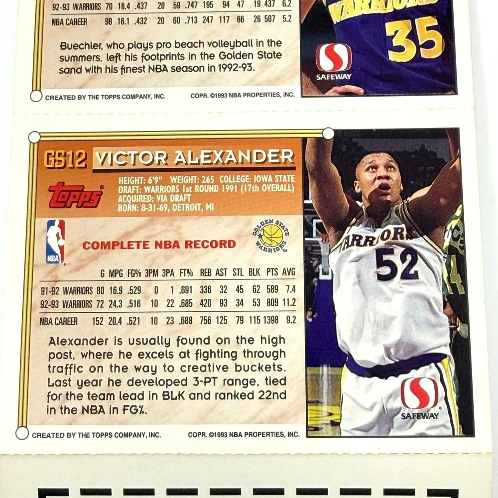 Topps Safeway Warriors Strip 1993 GS9 GS12 Hardaway Attles Buechler Alexander - Picture 11 of 11